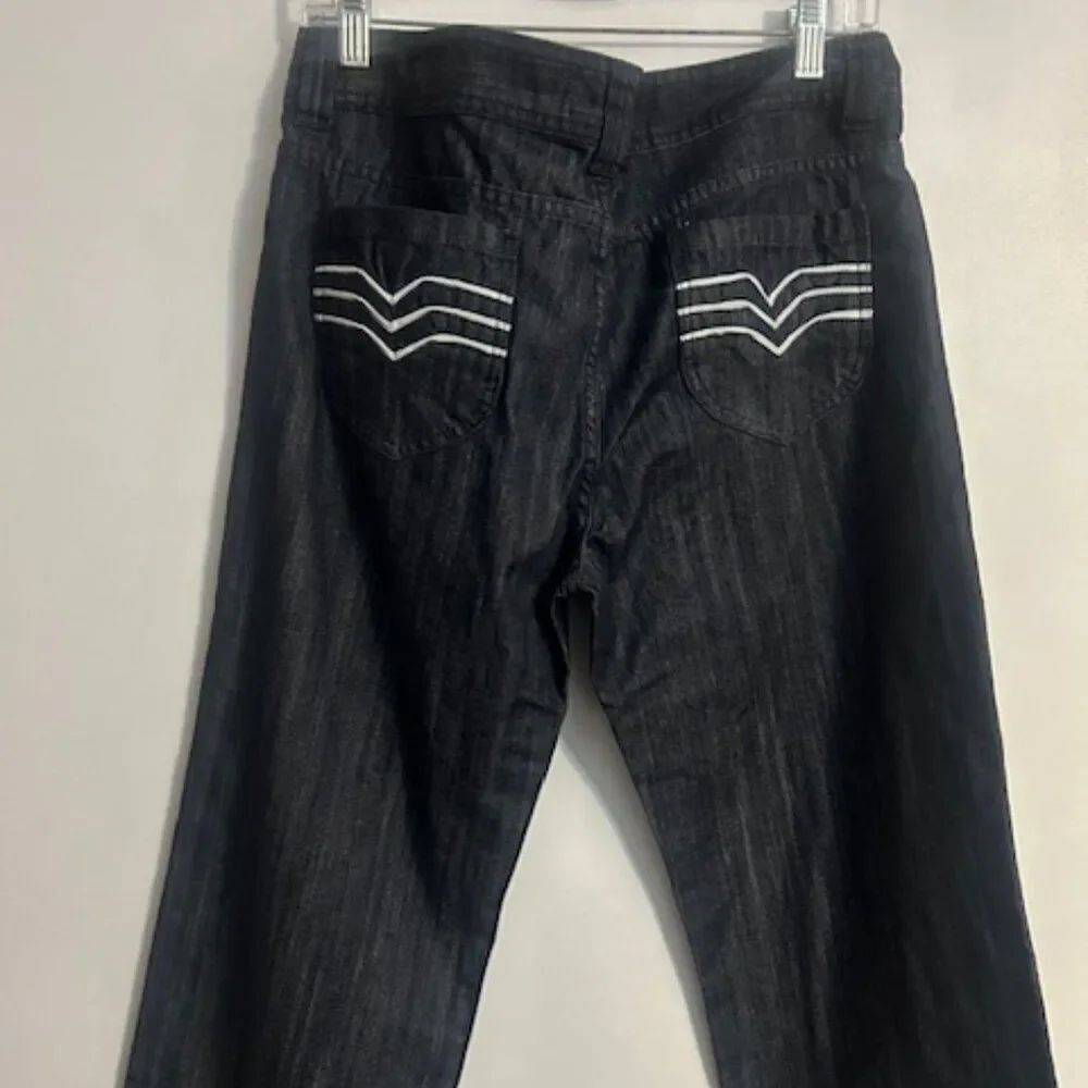 TEX by Max Azria 5 pocket wide-leg dark denim capris, size 31 - Picture 3 of 4